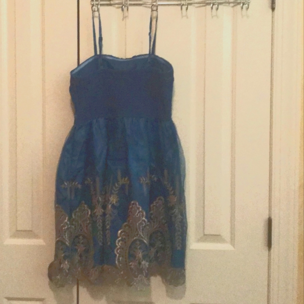 New Teal Love Point Lace Junior Dress